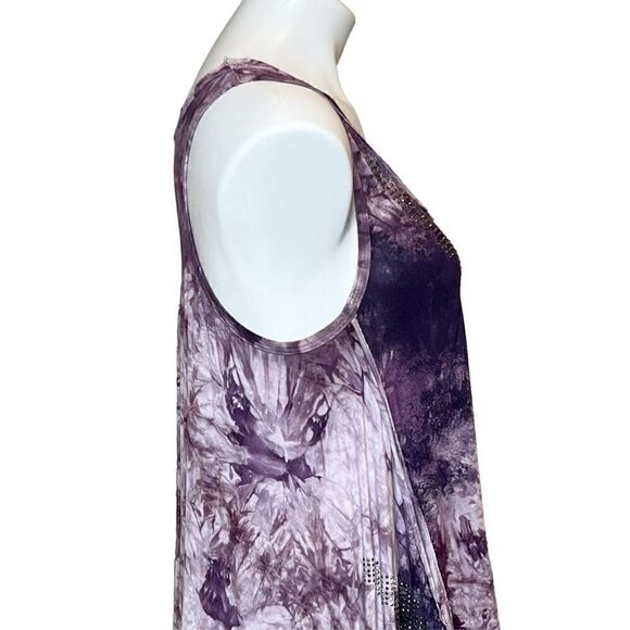 Vocal purple tie dye tank top with rhinestones size S - Picture 7 of 16